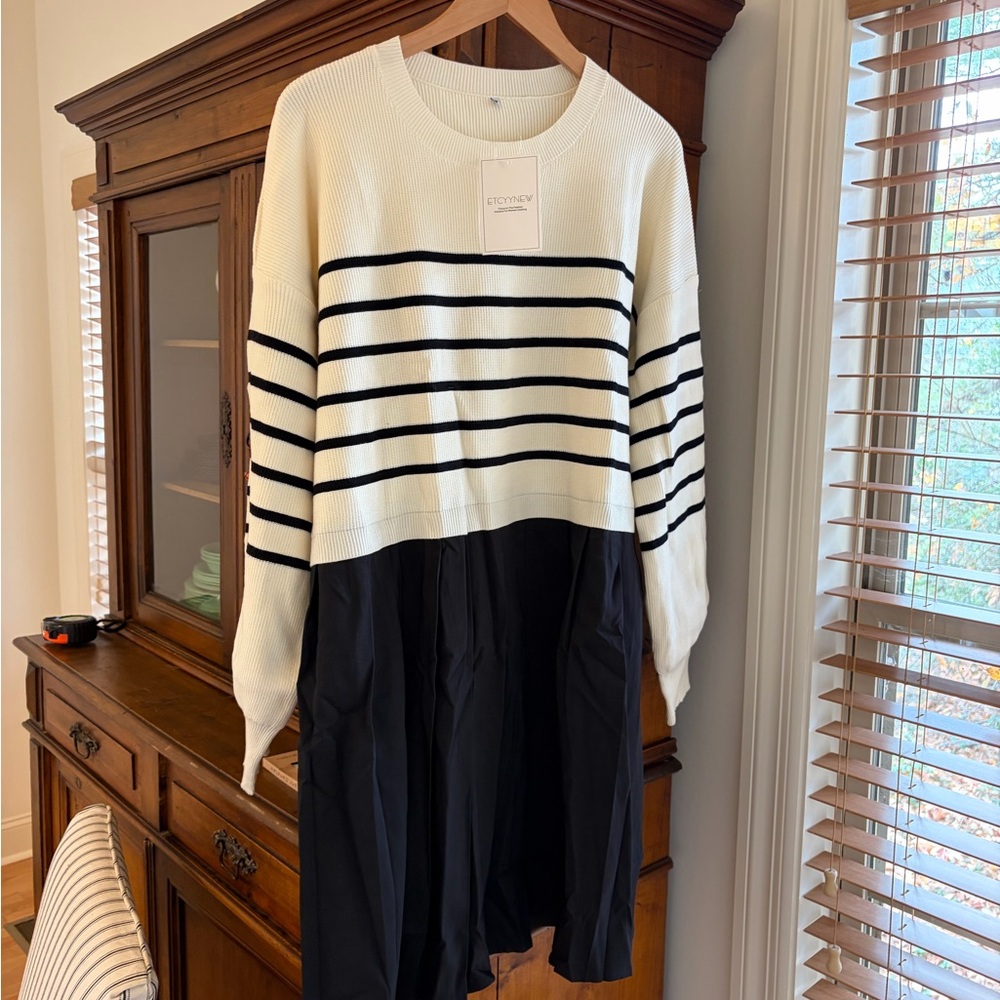 Striped Black and White Mini Dress